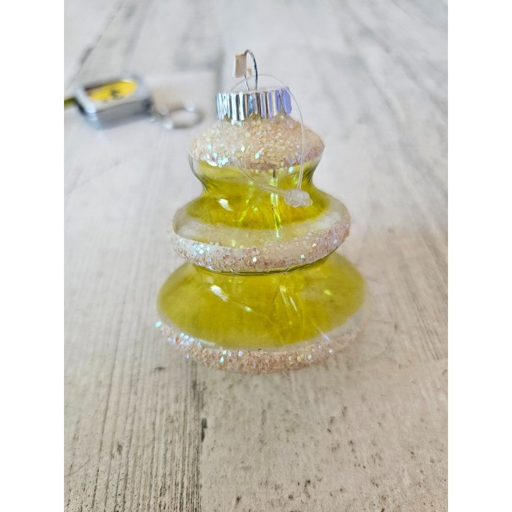 Radko‎ shiny brite yellow tree tinsel ornament vintage Xmas